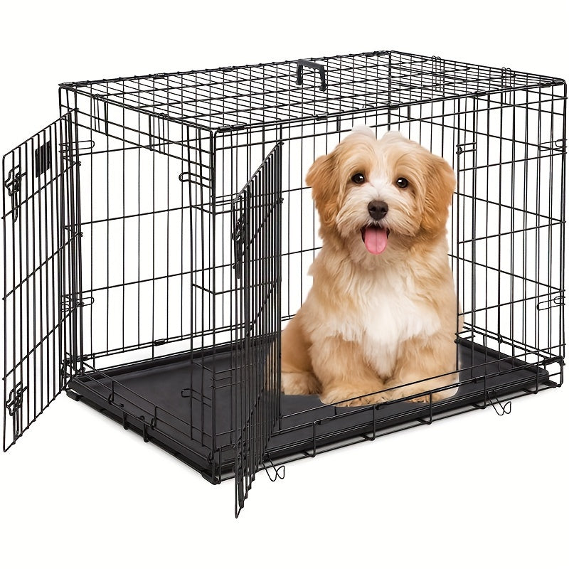 Dog Crate Foldable Metal Wire Dog Cage with Divider Panel & Leak-Proof Tray | Indoor Outdoor Dog Kennel for Small Medium Dogs, Rabbits & Small Animals - product image 3
