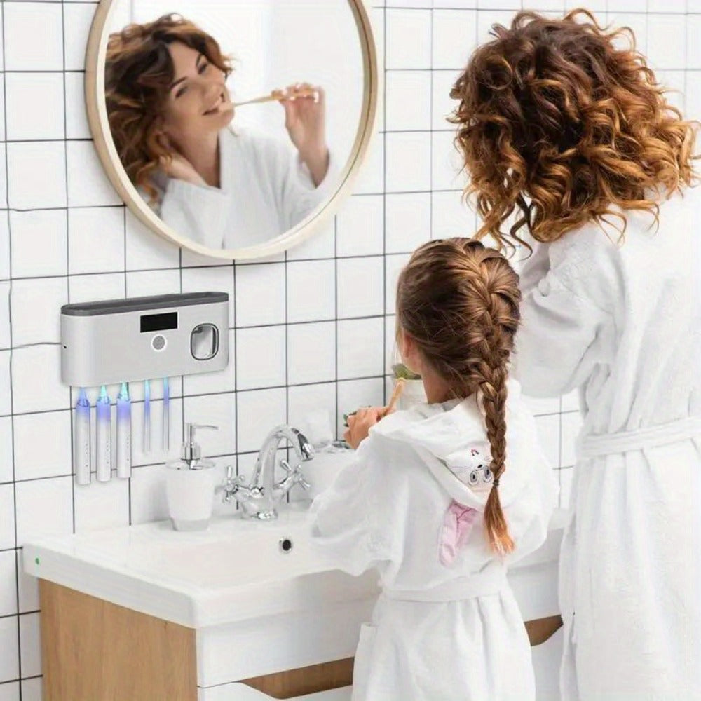 Toothbrush Holder Wall Mount with Toothpaste Dispenser Solar Rechargeable Cordless Space Saving Bathroom Organizer Toothbrush Storage for Bathroom Counter Vanity - product image 8