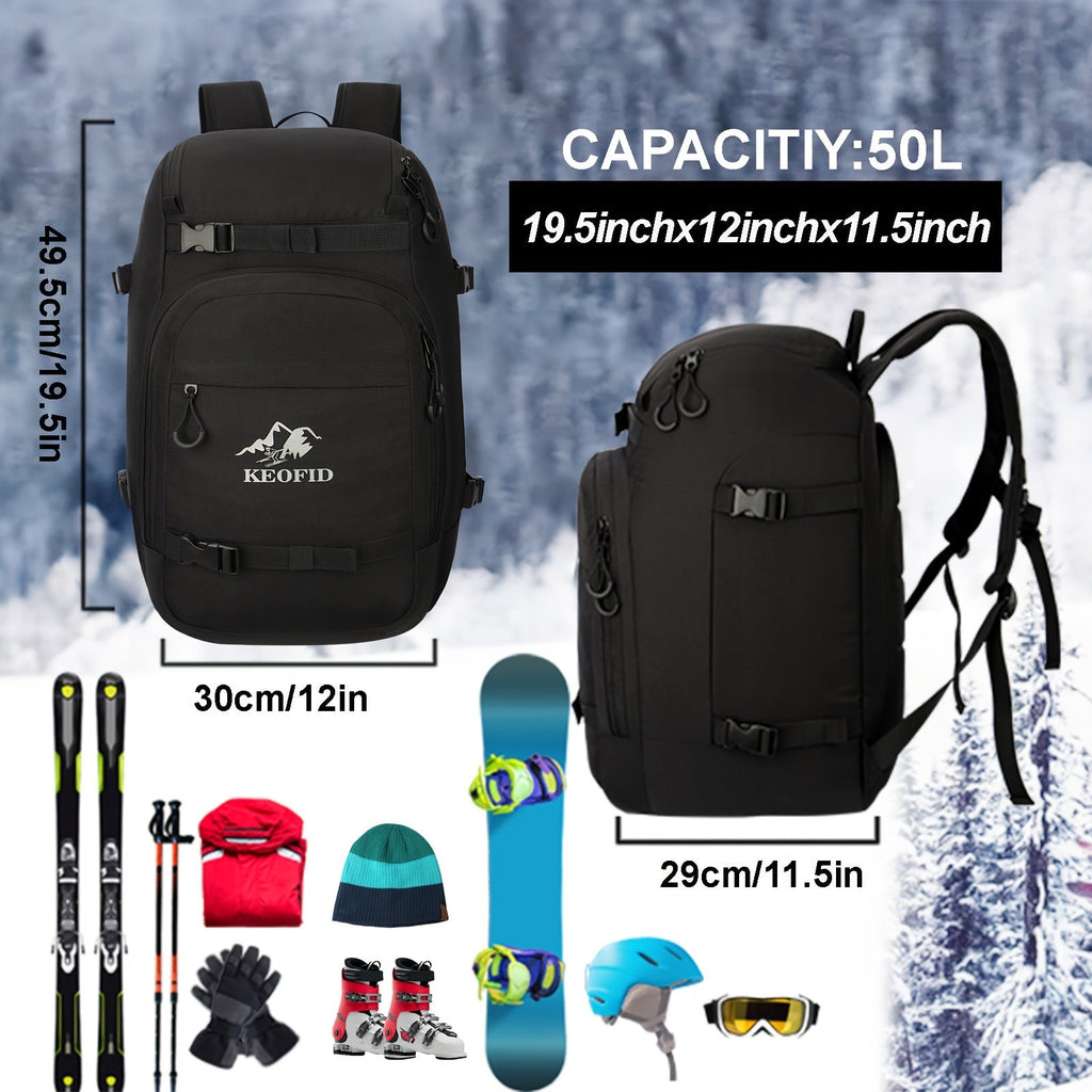 Ski Boot Bag Snowboard Backpack 40-50L Large Capacity Snow Gear Bag for Skiing Helmet Goggles Gloves Snowboard Accessories Winter Sports Equipment Bag Black - product image