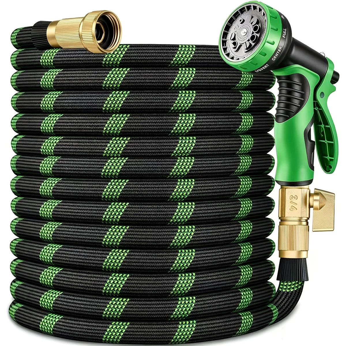 Garden Hose 100Ft/150Ft/75Ft/50Ft/25Ft/15Ft/10Ft with 10-Function High-Pressure Spray Nozzle, Lightweight, Non-Expandable Water Hose for Yard, Lawn, Car Wash - product image