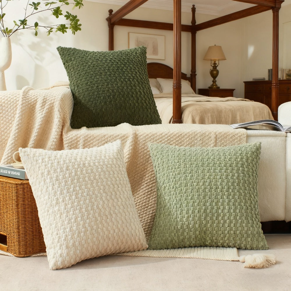 Pillow Covers Set of 4 Boho Plaid Double Sided Plush 18x18 20x20 Inch Zipper Machine Washable Decorative Cushion Covers for Sofa Bed Office Chair Warm Winter Home Decor - product image 6