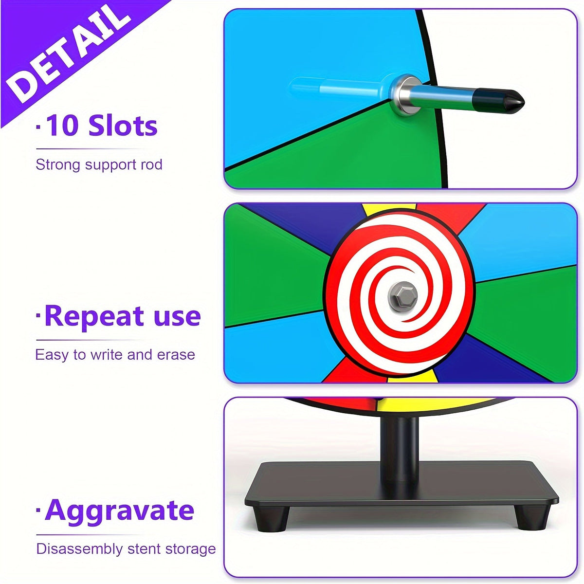 Spinning Prize Wheel 10 Inch – Rotating Game Wheel for Party Games, Family Game Night, Classroom Activities, Prizes, Questions & Challenges, Fun Interactive Spin Wheel