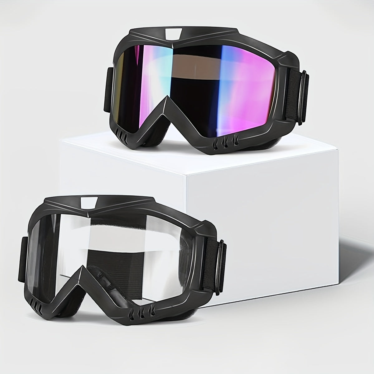 Fits All Face Shapes – Ski Goggles 2-Pack Unisex UV400 Anti-Fog TPU Frame Adjustable Elastic Strap Snow Goggles for Skiing Snowboarding Ice Hockey Alpine Skiing - product image