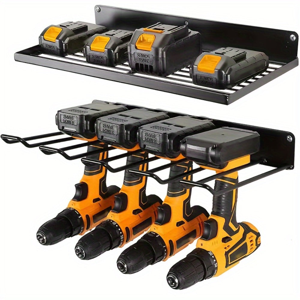 Wall Mounted Power Tool Organizer Rack – Heavy Duty Metal Drill Holder with 2/3/4 Layer Floating Shelf | Garage Tool Storage for Cordless Drills, Screwdrivers & Power Tools | No El - product image 5