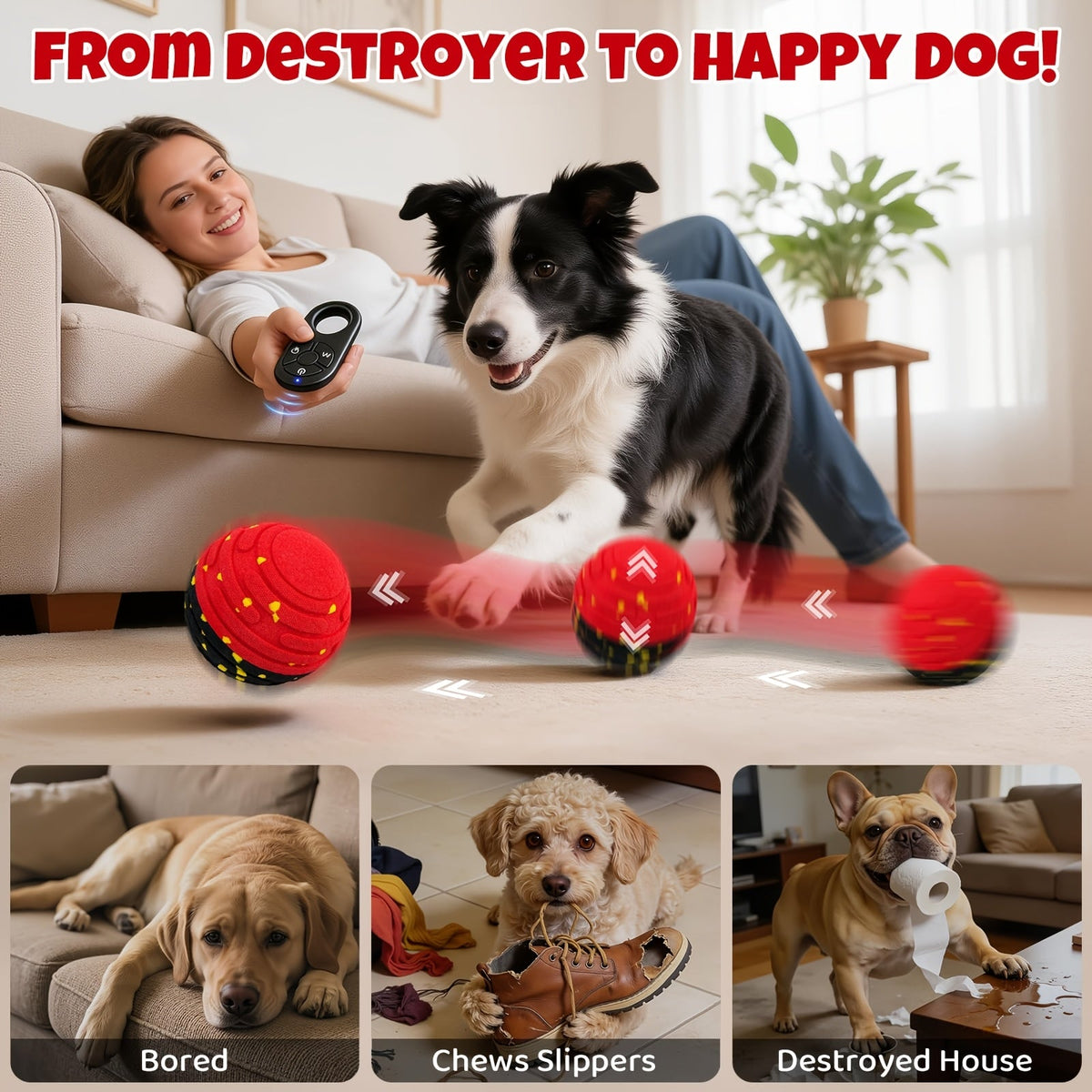 Remote-Controlled Interactive Dog Toy Ball – Indoor & Outdoor Use – Self-Rolling Bouncing Ball for Small, Medium & Large Dogs - product image 7