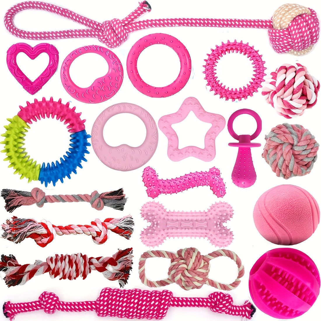 Puppy Teething Chew Toys Pink Bundle 5 or 8 Pack Soft Dog Toothbrush Toy & Interactive Chew Balls for Small Dogs – Cute Puppy Toy Set for Teething Relief - product image