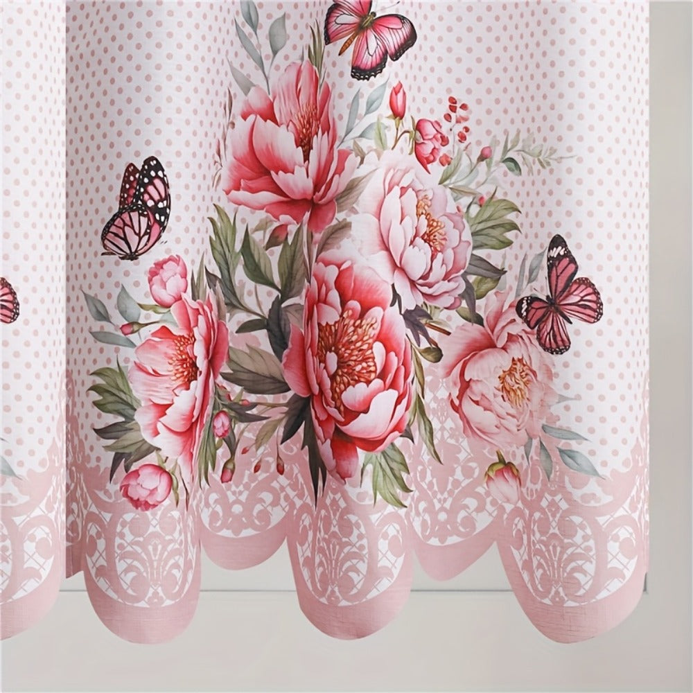 Blackout Kitchen Curtains 3-Piece Set with Butterfly Floral Print - Rod Pocket Window Curtains for Kitchen, Living Room, Bedroom, Bathroom & Restaurant, Polyester Fabric, Machine W - product image 10