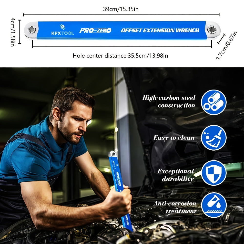 Ratchet Wrench Set 2-in-1 Multi-Function Offset Extension | 1/2" 1/4" 3/8" Square Head Adapters | 180° Swivel High Torque Non-Slip Handle | Durable Metal Automotive Repair Hand Too - product image 6