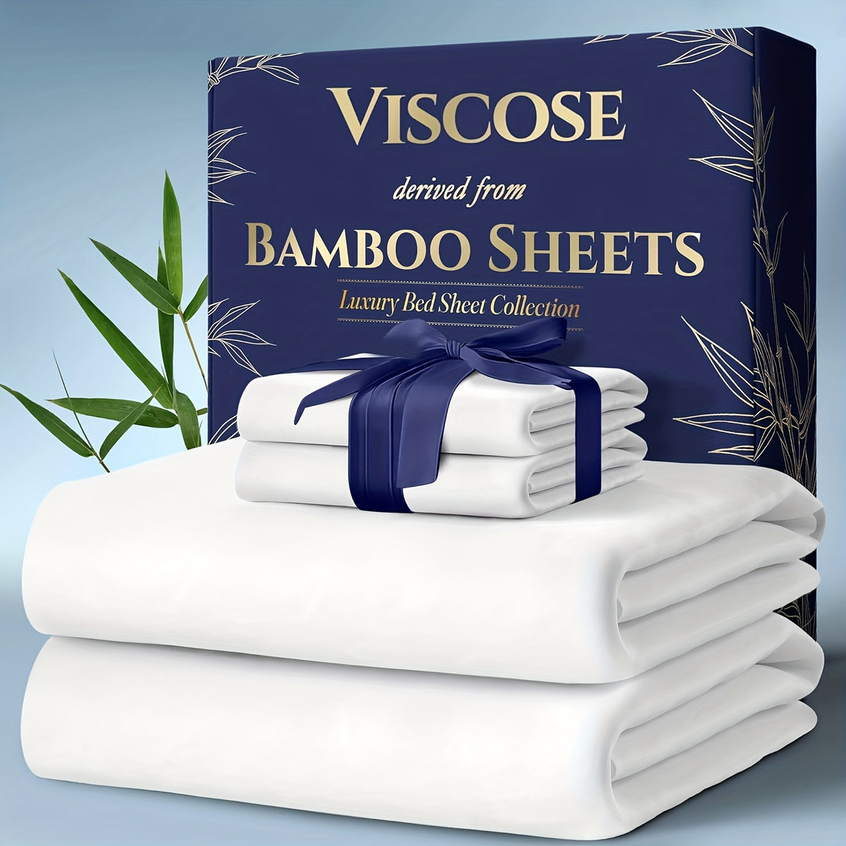 4 pcs Bamboo Cooling Bedding - Extra Deep Pocket Breathable and Cooling - Suitable for Hot Sleepers and Sweats, Children Pillowcases, Flat Sheet and Fitted - product image 9