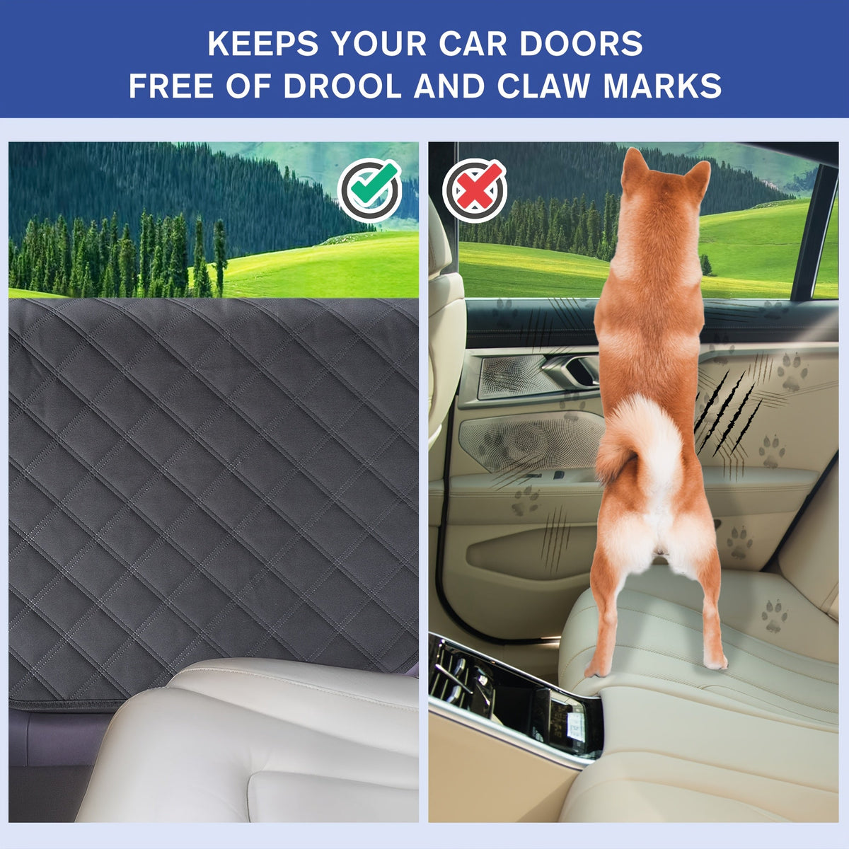Pet Scratch Guard Cover for Car Interior Door Panel, Waterproof Dirt-Resistant with Exclusive Lock Tabs & Armrest Straps, Fits All Cars Trucks SUVs, 22"x29" | Car Door Protector for Dogs 2-Pack