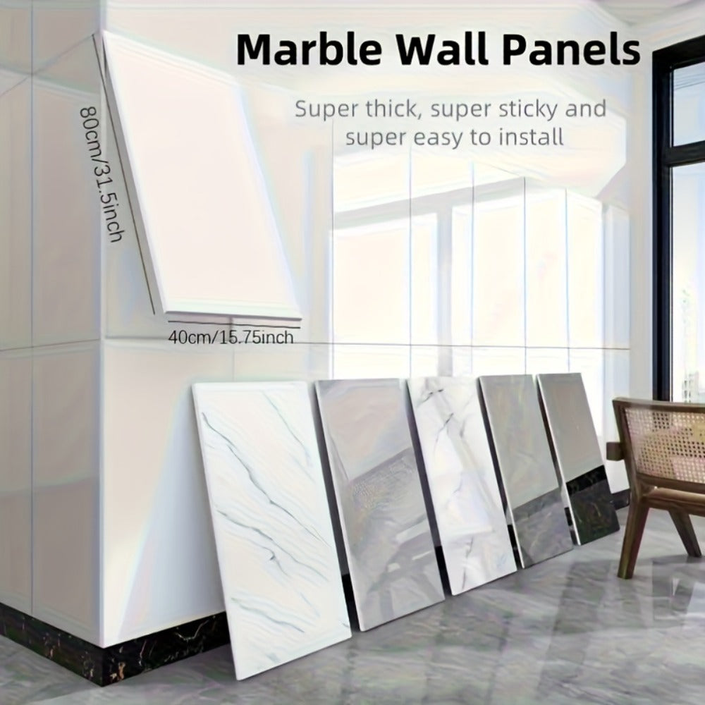 Marble Pattern Wall Stickers Vinyl Decals Oversized Glam Style Self Adhesive High Gloss Removable Wallpaper for Kitchen Bathroom Living Room Office Home Decor 20 40 Pieces Multiple - product image