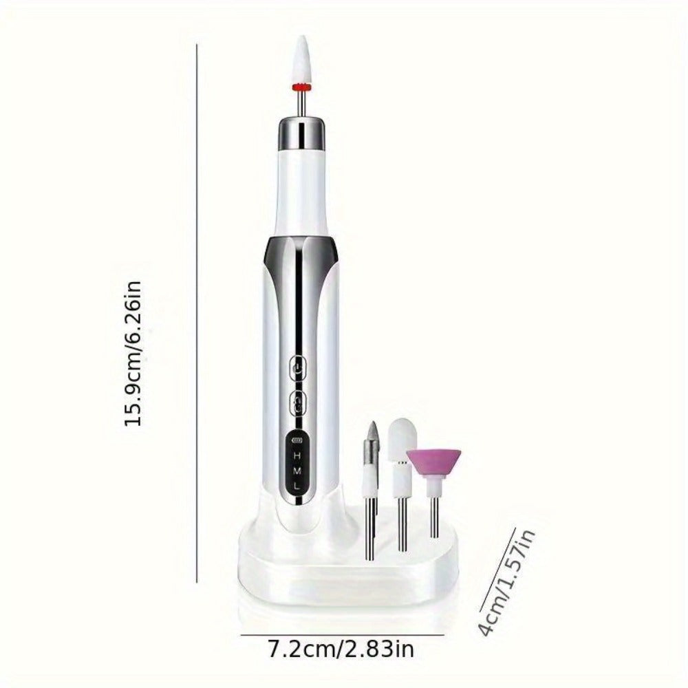 Electric Nail Drill Cordless USB Rechargeable 12 Bits Sanding Bands Manicure Pedicure Kit Low Noise Portable Pen Style Home Salon Beginner Professional Golden White - product image 19