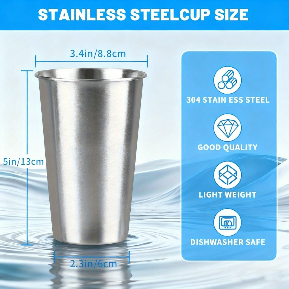 Stainless Steel Pint Glasses 12 Pack 16oz – Unbreakable Metal Drinking Cups, Commercial Grade Stackable Barware, Dishwasher Safe Rustproof Beer Cocktail Glasses for Bar Restaurant  - product image 2