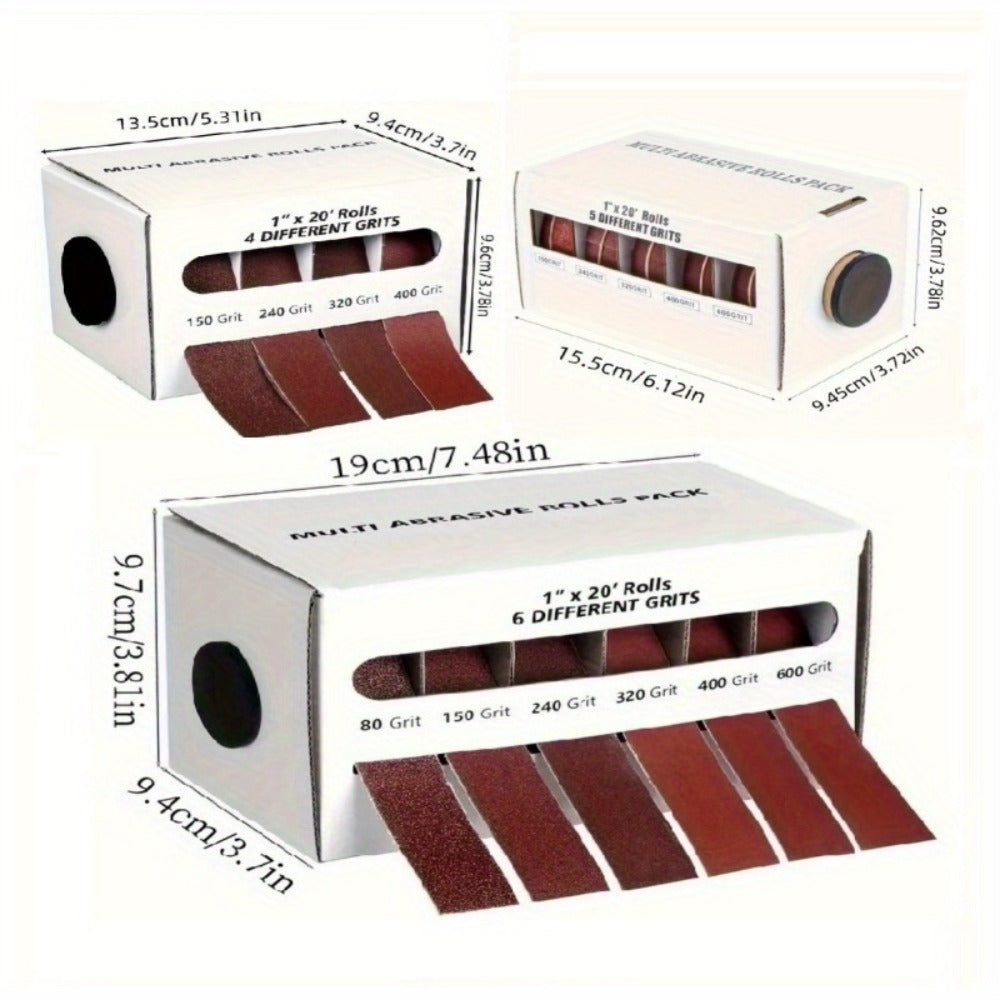 Sandpaper Roll with Dispenser, Aluminum Oxide Multi-Grit Emery Cloth 80-600, 4/5/6 Piece Set, 236 Inch for Wood Metal Glass Woodworking Sanding Blocks DIY - product image 2