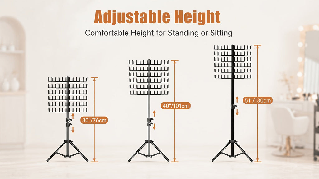 144 Strand Braiding Hair Rack Standing Height Adjustable 30-50 Inch Foldable – Tangle-Free Hair Extension Holder | Knotless Box Braids Cornrows Organizer | Salon Hairstylist Tool B - product image 15