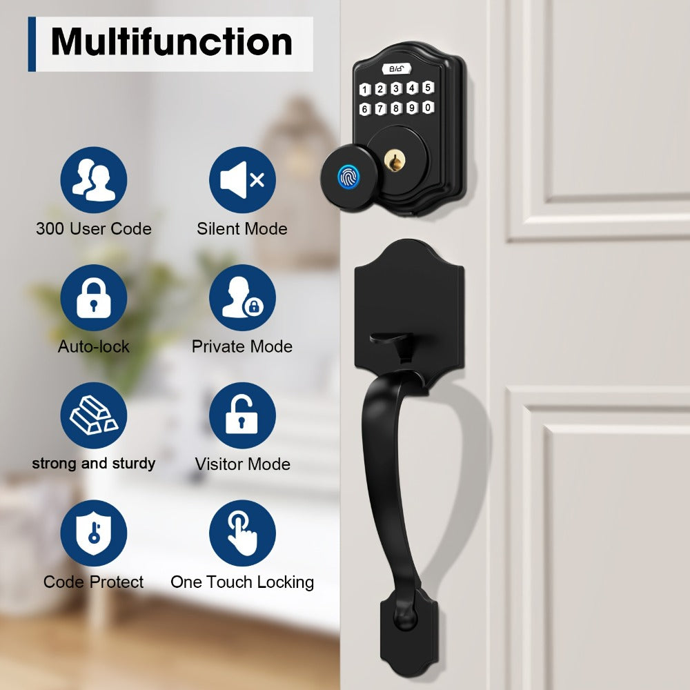 Keypad Deadbolt Lock Fingerprint Keyless Entry – Electronic Door Lock with Code Fingerprint & Key, 300 Users Temporary Code for Front Door Home Office - product image 2