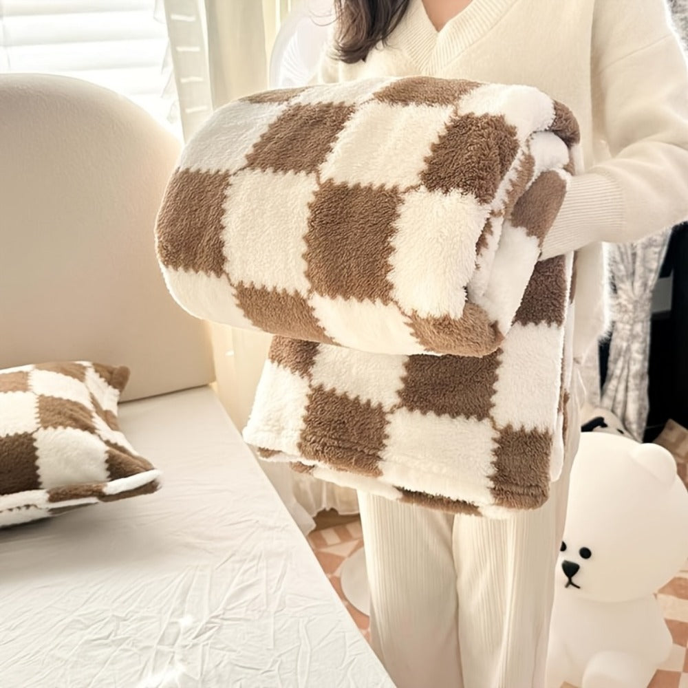 French Plaid Double-Sided Flannel Blanket – Soft Panda & Grid Pattern Throw for Sofa, Bed & Travel, Machine Washable, 6 Designs, 4 Sizes - product image 9