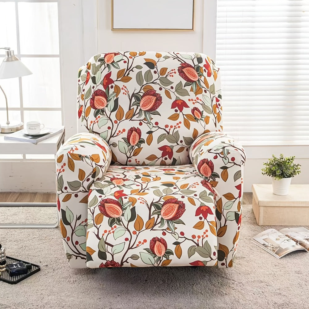 Recliner Slipcover 4pcs Extra Large with Pocket - Spandex Stretch Four Seasons Furniture Protector | Botanical Geometric Prints | Living Room Home Decor Sofa Chair Cover - product image 11