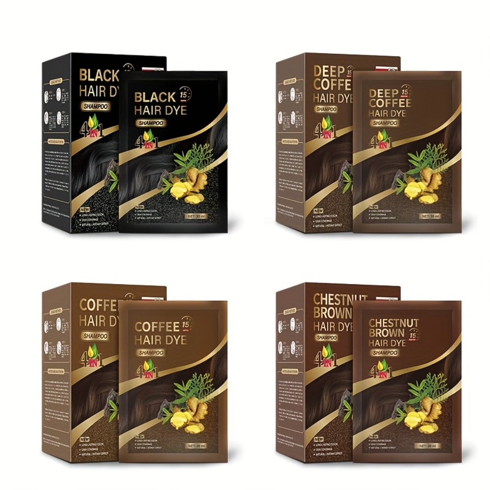 3-in-1 Hair Dye Shampoo Sachets Box of 10 Packs — Natural Color, Grey Coverage, Deep Cleansing, No-Mix Formula, Travel-Friendly Individual Packaging for Women & Men, Black Brown Ch - product image 12