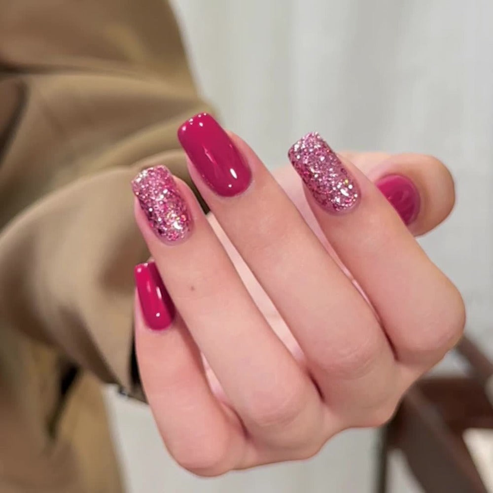 Glitter Gel Nail Polish Set 2pcs – Candy Holographic Sequin Nude Pink Sparkling Semi Permanent Soak Off UV LED Nail Art Varnish Manicure Kit for Women - product image 10