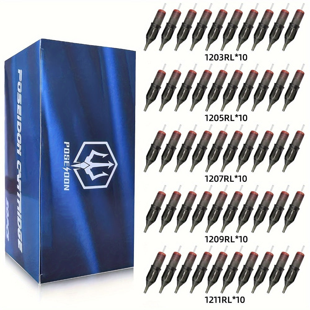 Round Liner Tattoo Needles 50pcs Assorted Mixed 3RL 5RL 7RL 9RL 11RL Long Taper Disposable Membrane Stainless Steel Cartridge for Tattoo & Permanent Makeup Artists - product image