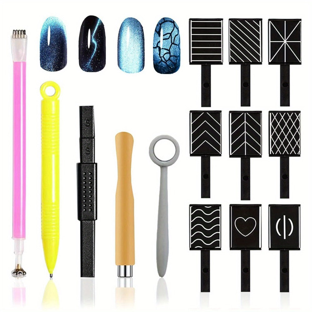 Cat Eye Gel Polish Kit 14Pcs Magnetic UV Nail Polish Set with Magnet Pen – 3D Shimmer Cat Eye Nail Art for Salon & DIY Manicure, Beginner to Pro, Long-Lasting LED Curable - product image 5