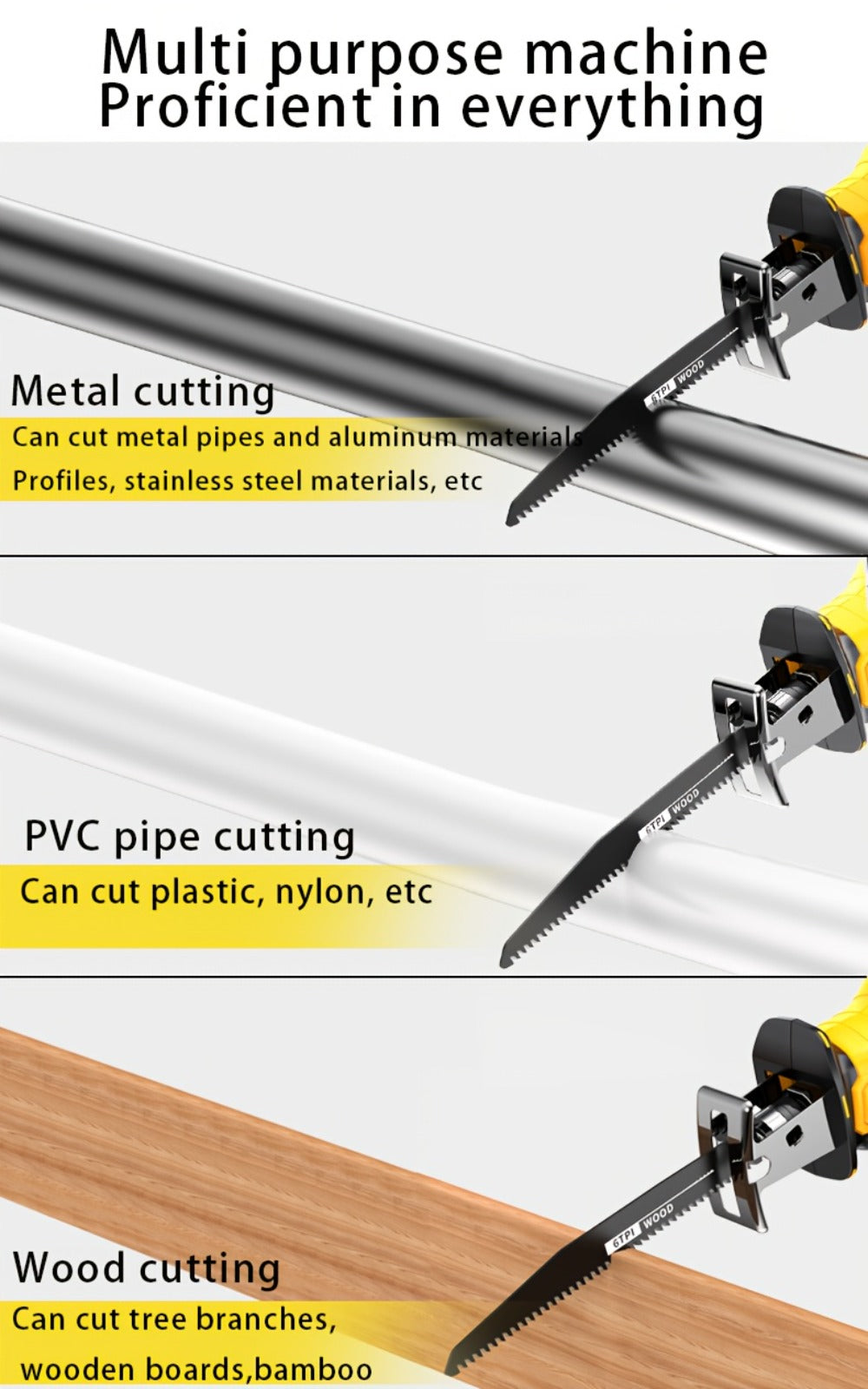 Cordless Reciprocating Saw - Electric Reciprocating Saw with Safety Lock, Large Capacity Battery & Charger, Variable Speed for Wood, Metal & Demolition Cutting, DIY Home Renovation - product image 12