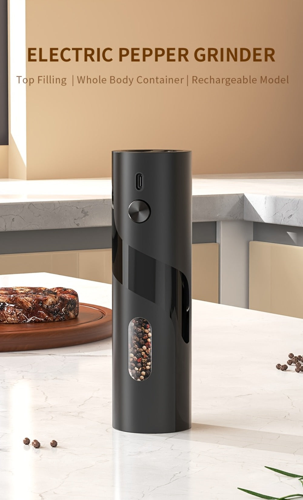 Electric Salt and Pepper Grinder Set – Rechargeable Automatic Mills with LED Light, Adjustable Coarseness & 3.72oz Capacity for Home Kitchen, BBQ, Restaurant & Outdoor Entertaining - product image 18