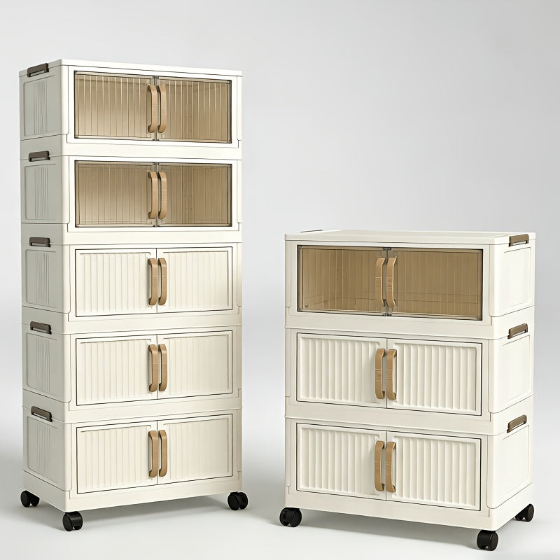 Multi-functional Foldable Storage Cabinet, With 5-tier/3-tier Large Capacity, Space-saving, Suitable For Entrance, Corridor, Bedroom and Living Room - product image