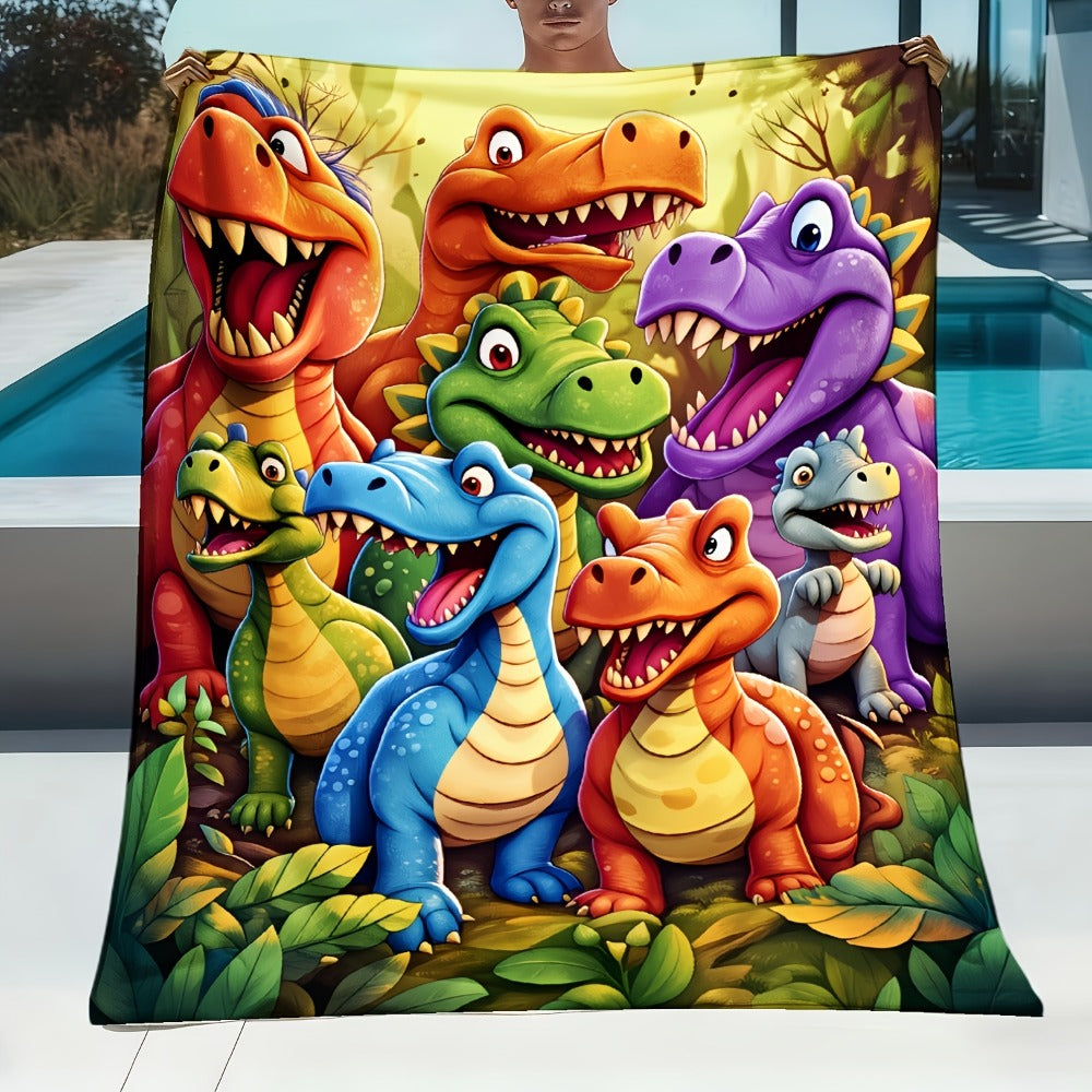 Dinosaur Print Flannel Throw Blanket – 250-300gsm Soft Lightweight Cartoon Dino Blanket for Kids, Couch, Bed & Travel, 5 Sizes - product image 4