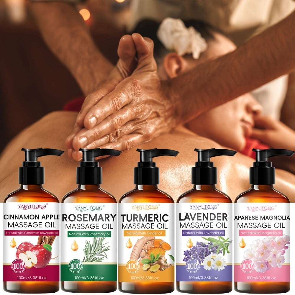 Moisturizing Massage Oil 3.38oz Natural Botanical - Turmeric, Rosemary, Lavender & Cherry Blossom with Glycerin, Nourishing Body Oil for All Skin Types, Gentle Non-Irritating Spa S - product image