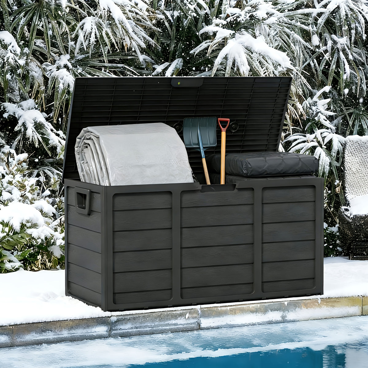 75 Gallon Resin Outdoor Storage Box with Handles, Deck Box with Handles for Pool Accessories, Garden Tools, Camping Gear, Holiday Gift, Easy to Assemble, Box - product image 2
