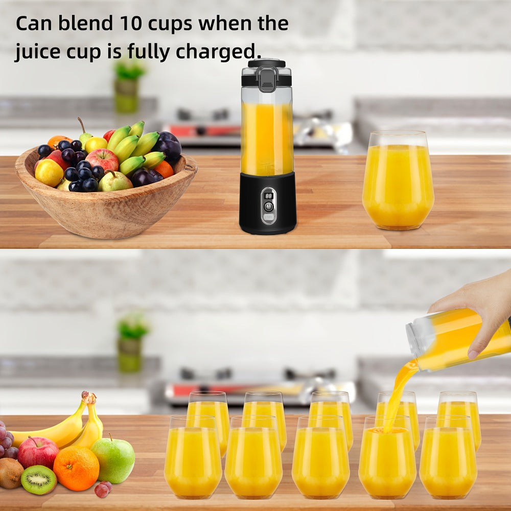 Portable Smoothie Blender USB-C Fast Charge 6-Blade Stainless Steel – Digital Timer Battery Display High-Speed Ice Crush No-Spill Lid | Protein Shake Gym Travel Blender in Black Pi - product image 6