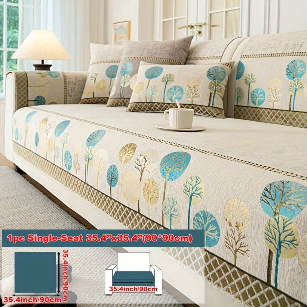 Sofa Couch Cover Light Luxury Geometric Embroidery 1pc - Knit Anti-Slip Four Seasons Universal Pet Friendly Furniture Protection Slipcover | Grey Blue White | Single 2-Seat Living  - product image 15