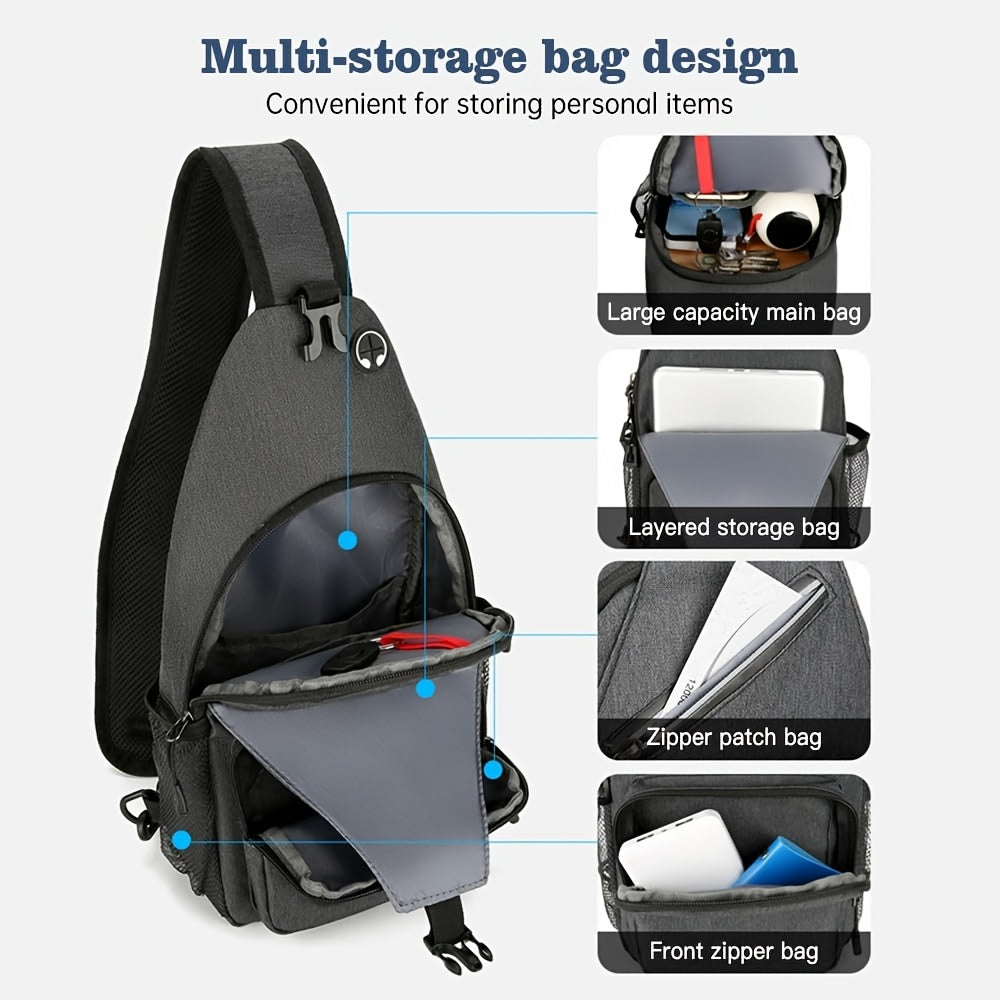 Crossbody Sling Backpack for Women Men | Featherlight Oxford Cloth Shoulder Chest Bag Daypack for Hiking Traveling Camping, Large Capacity Zipper Sling Bag - product image 3
