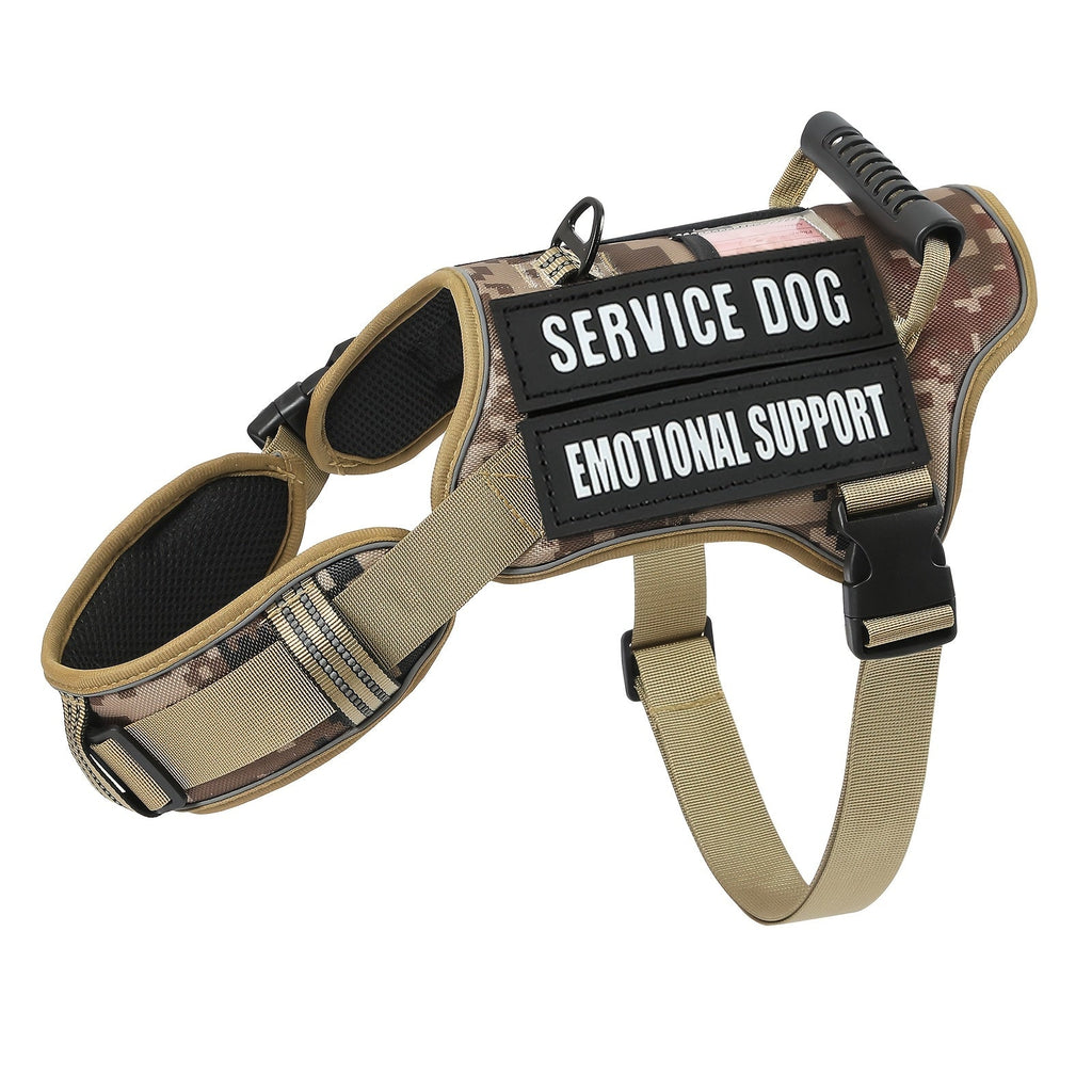 S M L in Khaki Red Black Linen Sky Blue | Tactical Dog Harness with MOLLE System & Control Handle Adjustable Reflective No-Pull Service Dog Vest for Walking - product image