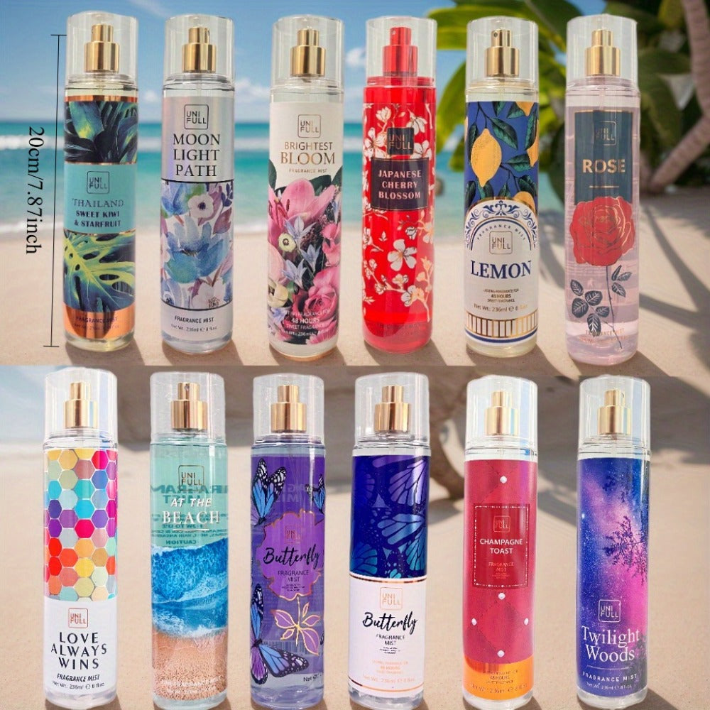 Body Mist Perfume Spray 8oz – 12 Scents Floral Hair & Body Fragrance for Women, Rose, Cherry Blossom, Beach, Long-Lasting Light Scent, Unisex Daily Wear Gift - product image 8