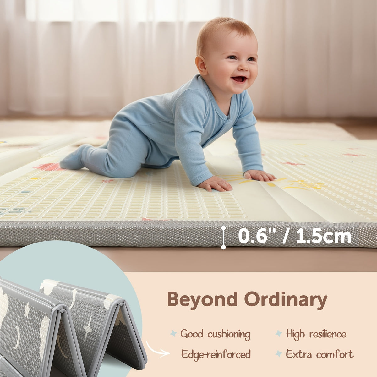 Extra Large Foldable Reversible ABC Baby Play Mat with Waterproof Padded & Non-Toxic Foam Suitable for Infants Toddlers Tummy Time, Waterproof Indoor/Outdoor - product image 4