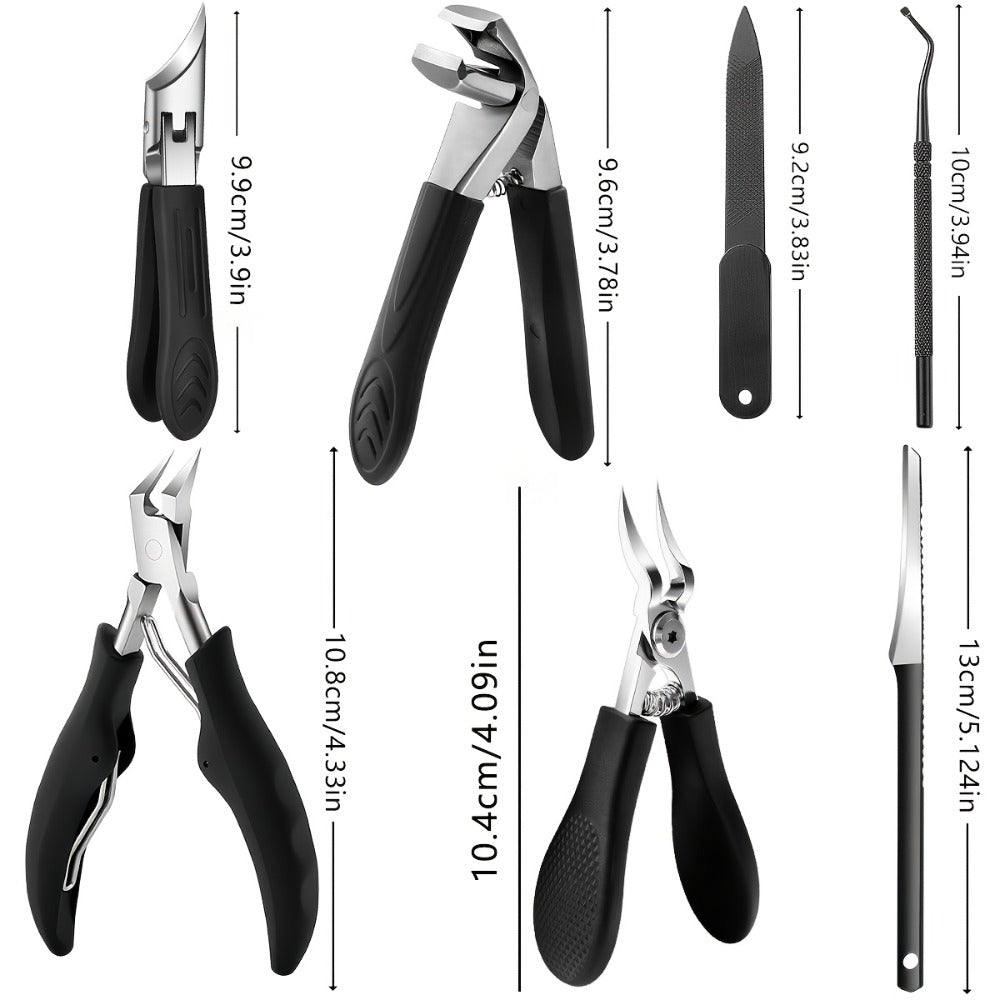 Toenail Clippers Set 7pcs Heavy Duty Wide Jaw — Professional Stainless Steel Pedicure Kit for Thick & Ingrown Toenails, Ergonomic Foot Care Tools for Men Seniors Adults Home Use - product image 4