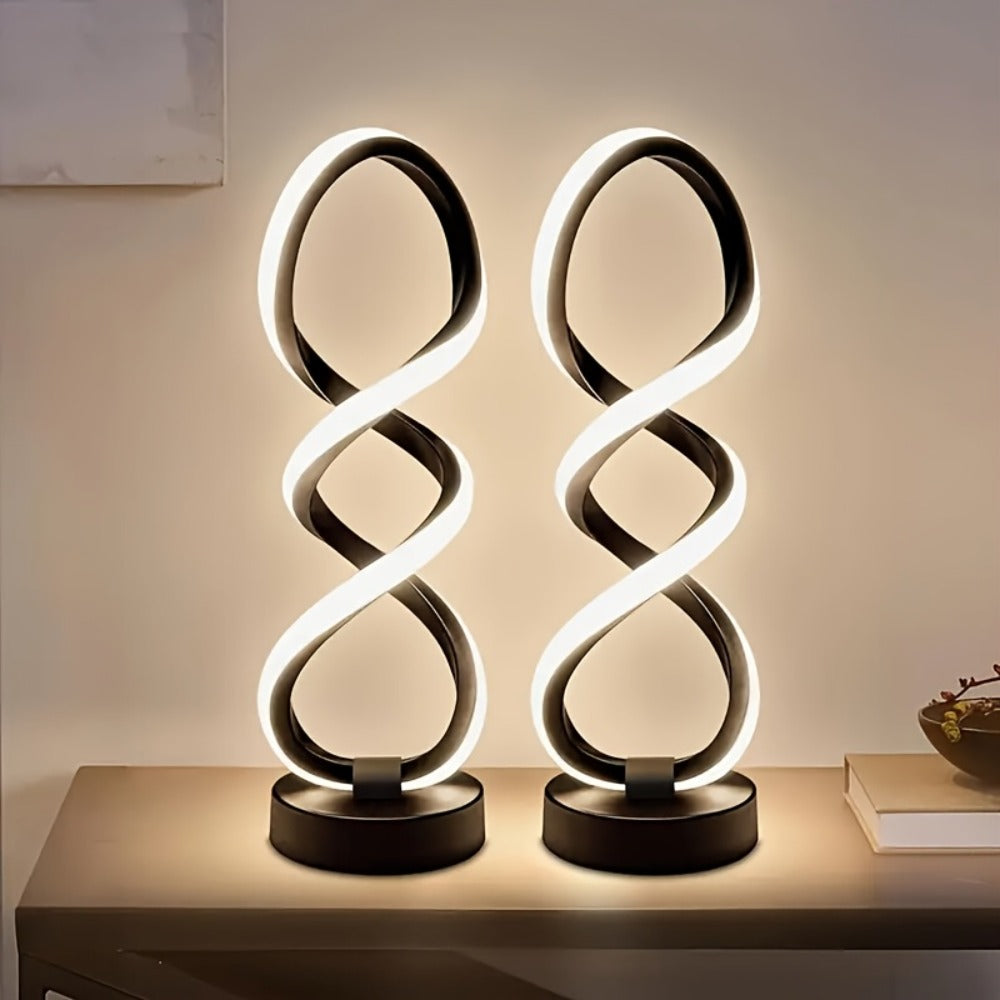 Spiral LED Table Lamp, Dimmable Push Button Control Desk Light for Bedroom Living Room Office, Modern Metal Base Indoor Accent Lamp, Unique Spiral Design Home Decor Gift for Christ - product image 16