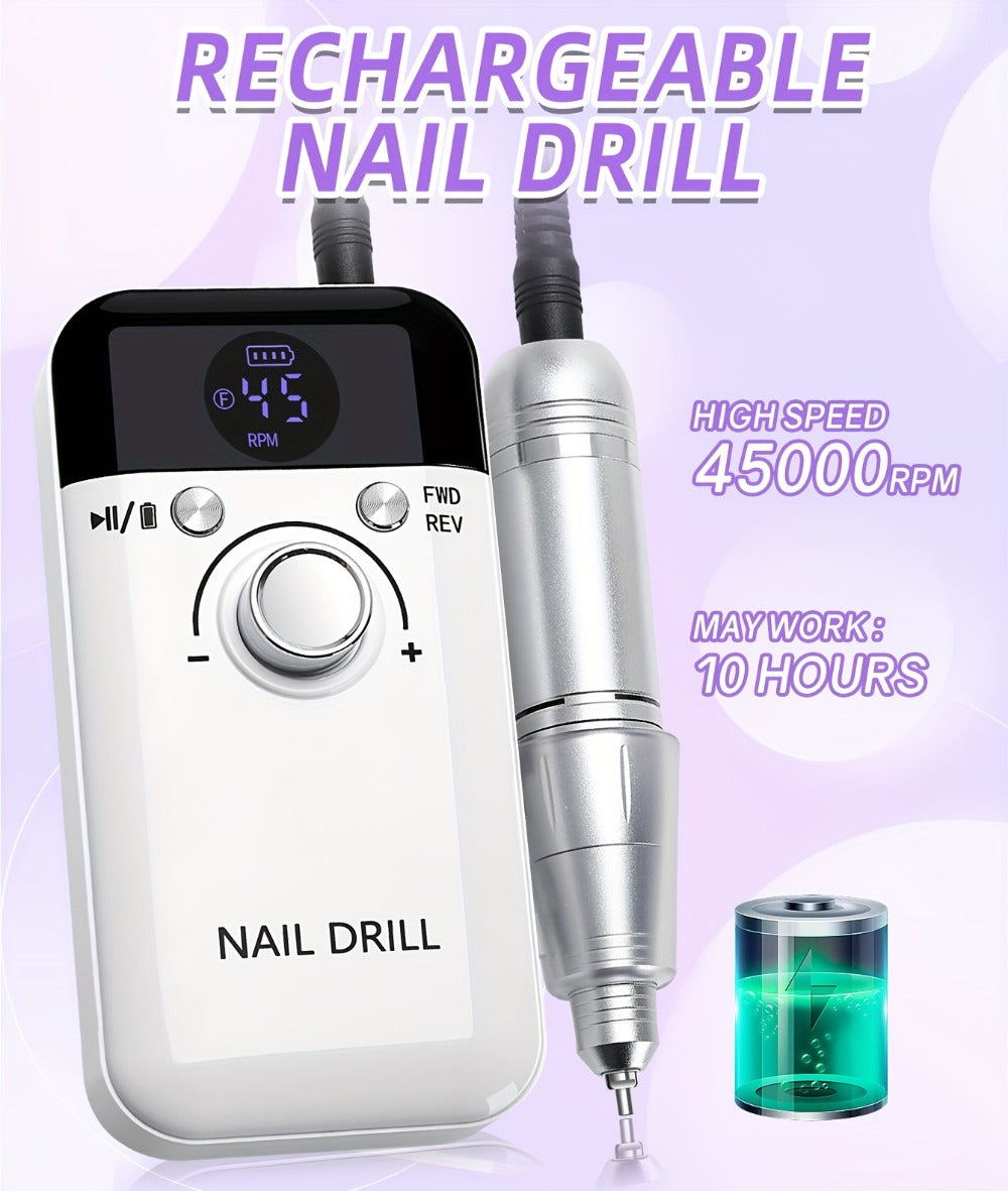45000RPM Electric Nail Drill Machine Rechargeable Cordless with LCD Display Professional Nail File Drill for Acrylic Gel Nails Cuticle Removal Manicure Pedicure Polisher Home Salon - product image 10