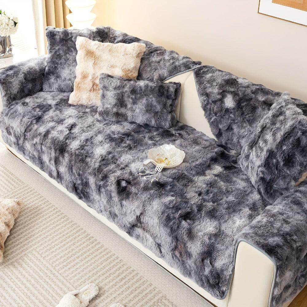Plush Sofa Cover Faux Lamb Thick Fluffy Couch Slipcover Pet Friendly Machine Washable Gradient Color Polyester Furniture Protector for Armchair Single Double Triple Sofa Living Roo - product image 51