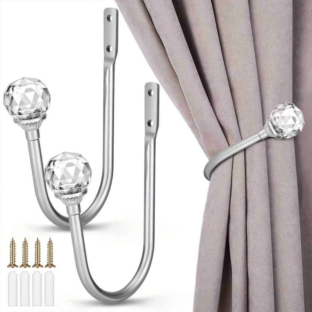Crystal Curtain Holdbacks Wall Mounted 2-Pack Heavy Duty Metal Drapery Tieback Hooks Home Office Decor - product image 7