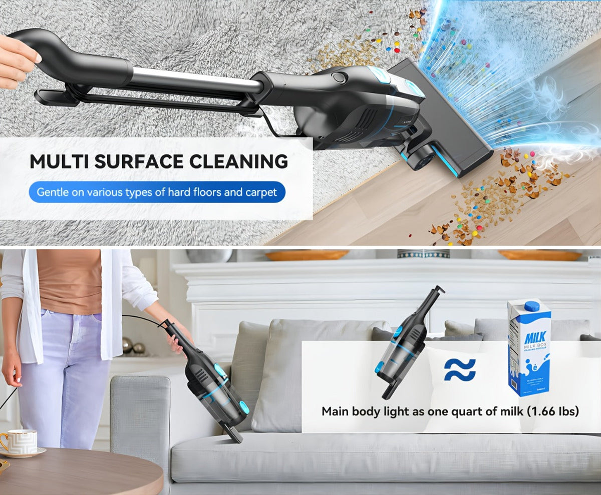 Cordless Stick Vacuum 30KPa 600W Motor 68oz Bagless Upright Lightweight Vacuum Cleaner for House Car Hard Floor Carpet Pet Hair Multi-Color - product image 17