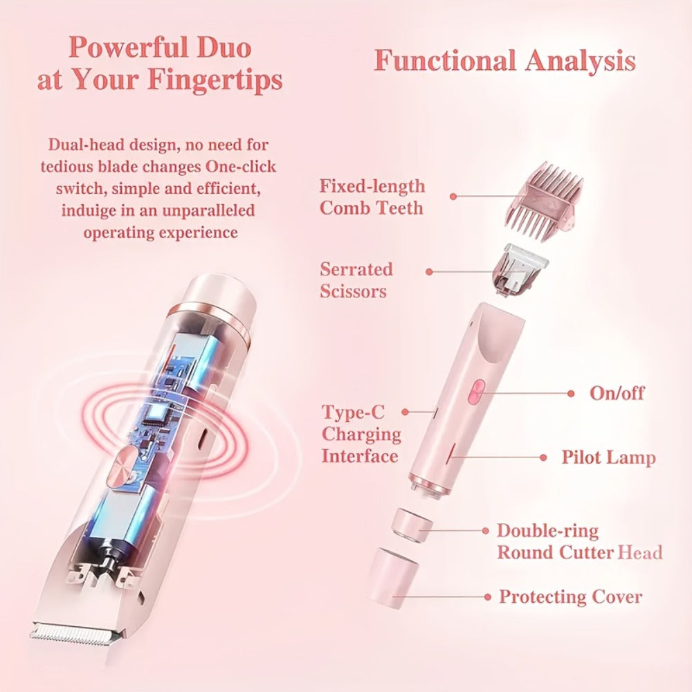Electric Bikini Razor 2-in-1 Women USB Rechargeable Dry Wet Face Shaver - Painless Hair Removal Bikini Line Underarms Legs Arms Face Portable Cordless Lady Shaver Pink Purple Blue - product image 8