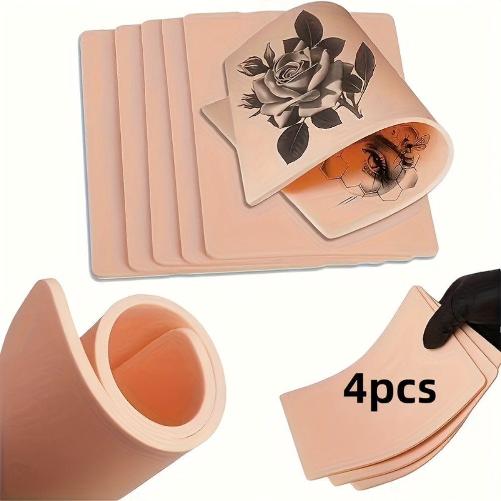 Tattoo Practice Skin Silicone Double-Sided — Flexible Fake Skin 1mm, Realistic Curvature for Tattoo Artists, Beginners, Eyebrow & Lip PMU Training, Pink & Yellow - product image 3