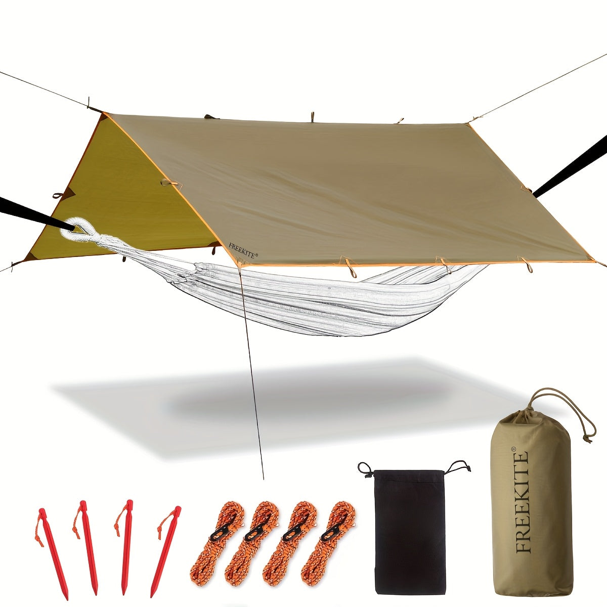 Camping Tarp Canopy with UV Protection – Multiple Colors & Sizes – Portable Collapsible Waterproof Shelter Tent for Backpacking, Hiking, Garden, Outdoor Survival