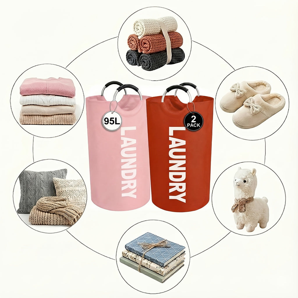 2pcs Large Laundry Basket | Foldable, Elevated, High Quality With Half Ring Handle Design | Brand: Moonrise - product image 12