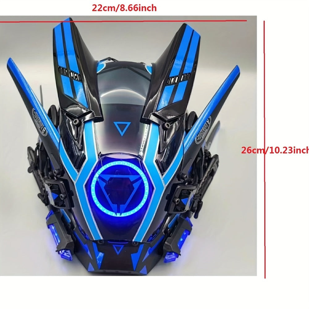 Round Light Mechanical Glow Face Mask for Music Festival, Halloween, Christmas, Cosplay & Rave Party, 5 Colors Yellow Green White Red Blue, Adult Gift – LED - product image 2
