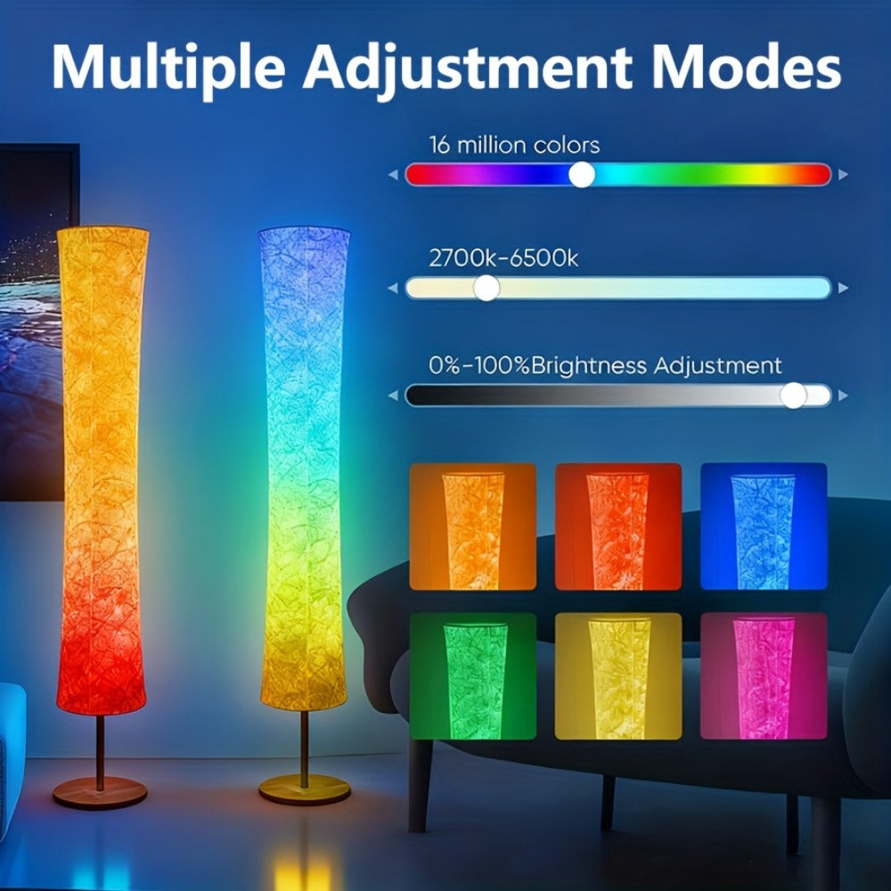 RGB Color Changing Floor Lamp 60 Inch – Fabric Shade Standing Lamp with 16 Million Colors, App & Remote Control, Music Sync, Adjustable Brightness for Living Room Bedroom Party Dec - product image